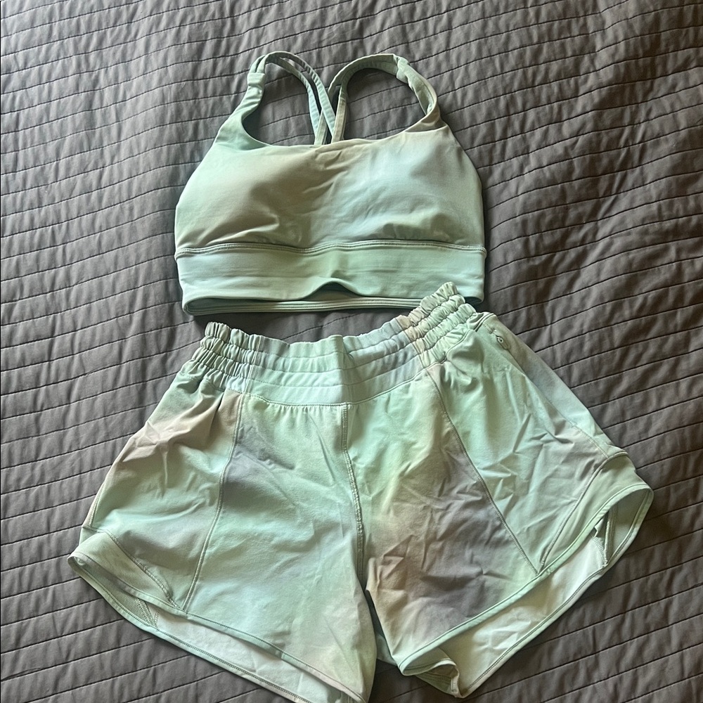 Lululemon Mint Green Sports Bra and Shorts Set